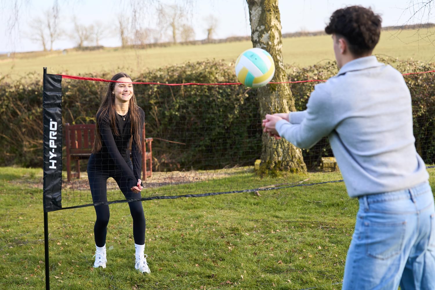 Hy-Pro Höhenverstellbares Netz – 1,9 m Höhe, 3 m / 4 m Breite, einfach zu montieren, leicht, Tragetasche, ideales Freizeitsportnetz für Kinder und Erwachsene, Badminton, Tennis, Pickleball, Volleyball