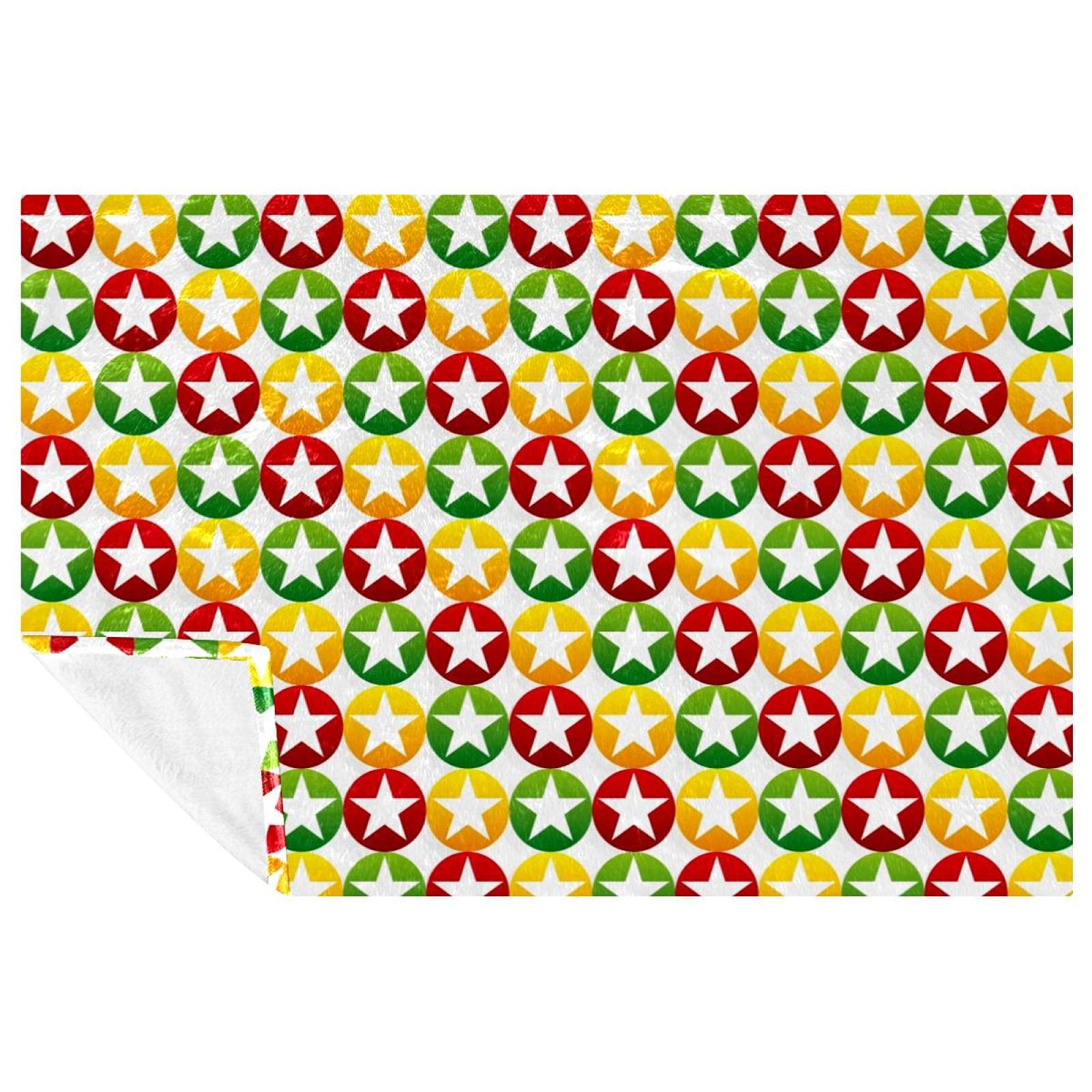 Couverture douce et chaude à motif étoilé blanche pour lit et canapé de 150x100 cm