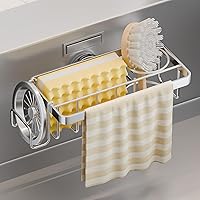Vista 13 de TAILI Soporte para esponja con ventosa fuerte, organizador de esponja para platos dentro del fregadero removible, aluminio a prueba de óxido