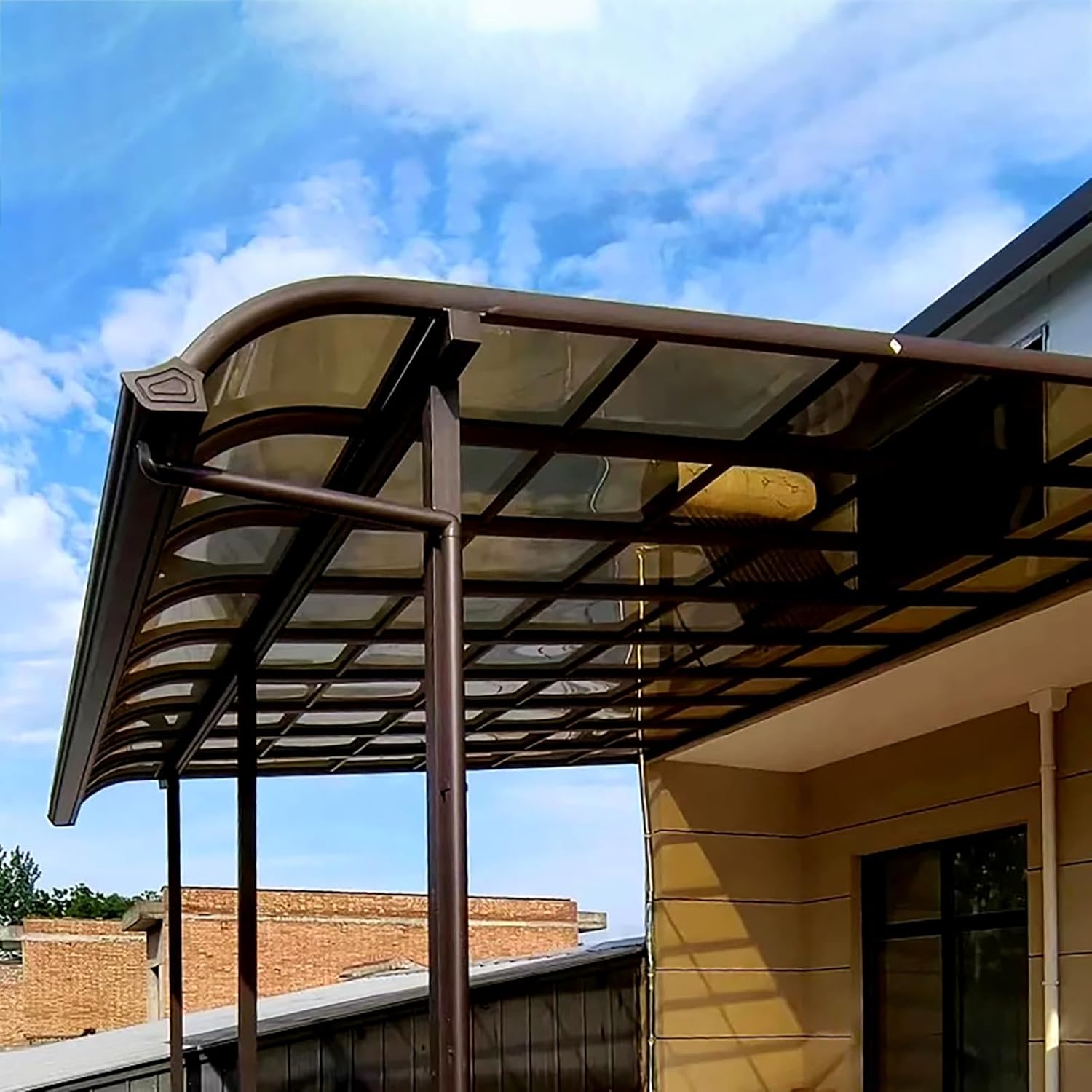 Polycarbonate Panel Roofing Sheet Outdoor Clear, Sturdy Patio Greenhouse Panels, UV Protection Rain Pergola Roof Panels, Cuts Easily Suitable for Patios, Partitions(4x19.7ft, Brown)