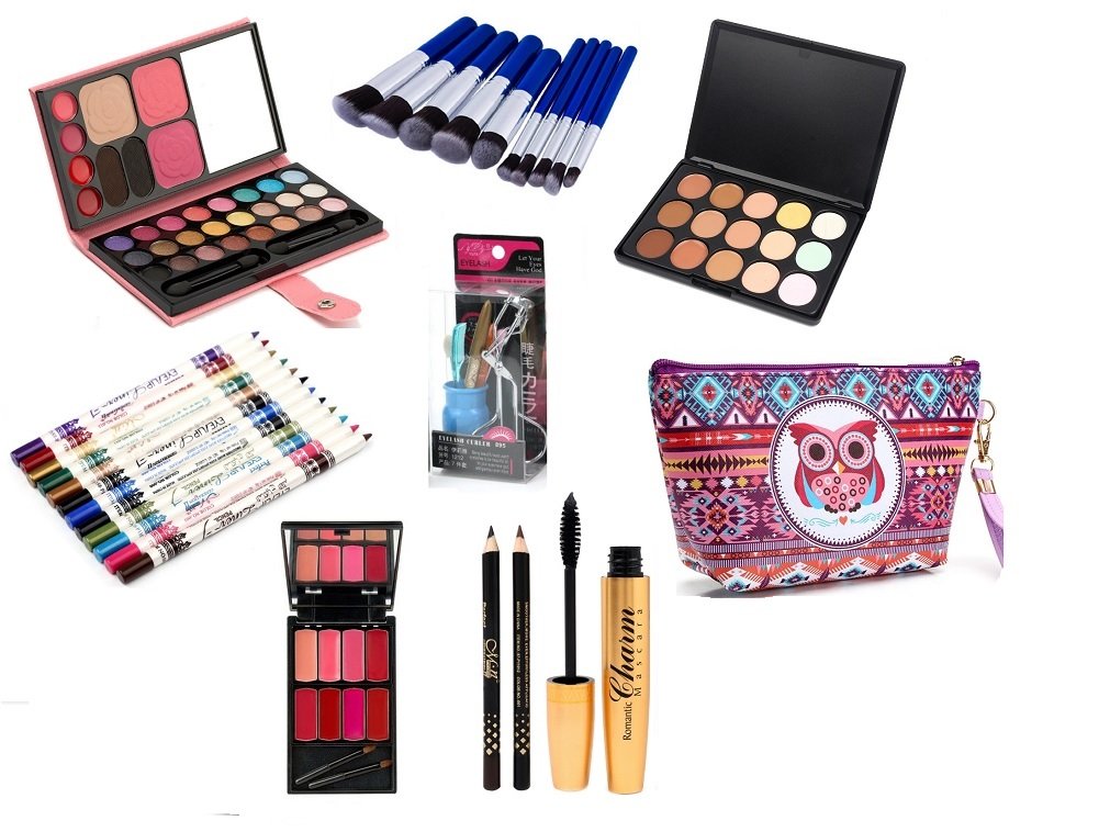 Professional Makeup Kit Gift Sets - Eyeshadow Makeup Brushes Set Eyeliner Lip Liner Marcara Eye Curler Contour Kit With Beauty Cosmetic Bag