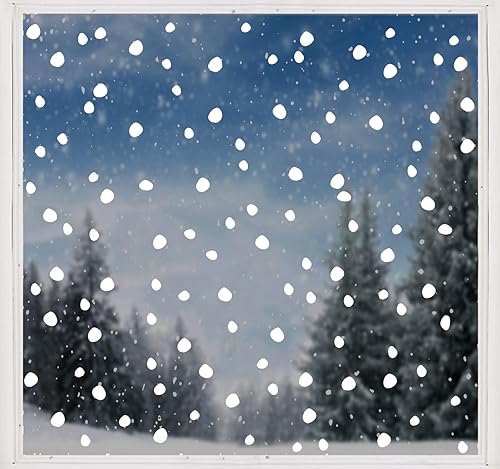 Miniatura 2 de AnyDesign - 214 calcomanías de ventana de Navidad de doble cara blanca de Navidad irregulares para ventana, calcomanías de ventana de vacaciones de