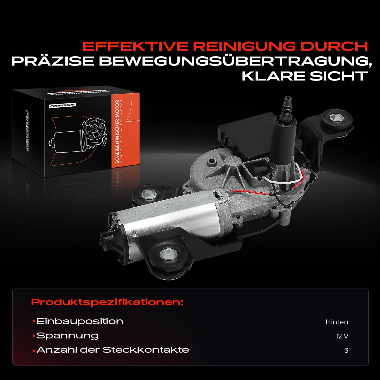 Frankberg Wischermotor Heckwischermotor Kompatibel mit 3er Compact E46 316 318 320 325 1.6L-2.5L 2001-2005 Replace# 67636925096