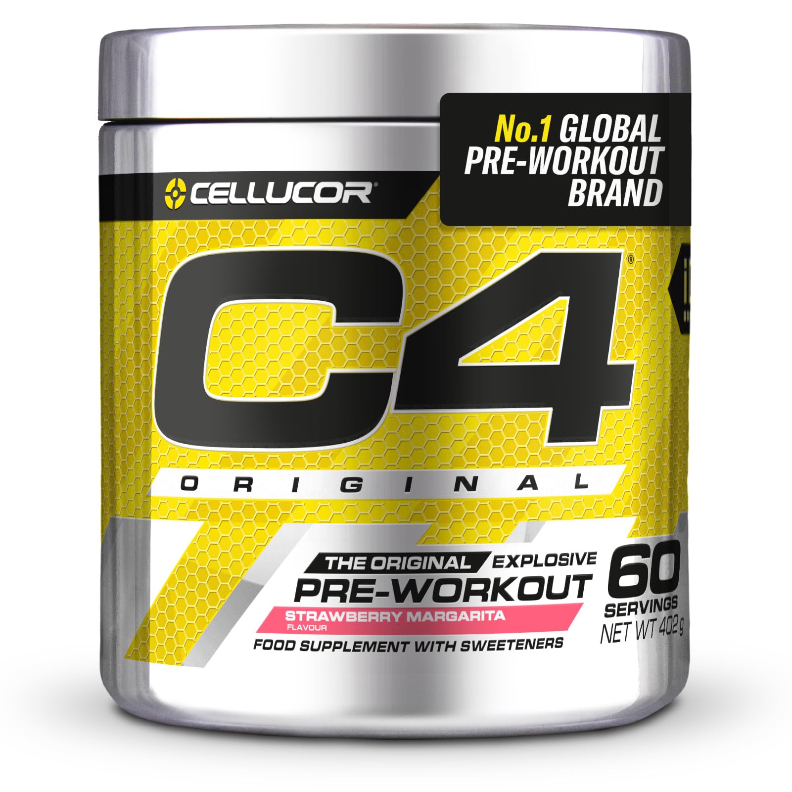 C4 Original Beta Alanine Sports Nutrition Bulk Pre Workout Powder for Men & Women | Best Pre-Workout Energy Drink Supplements | Creatine Monohydrate | Strawberry Margarita | 60 Servings