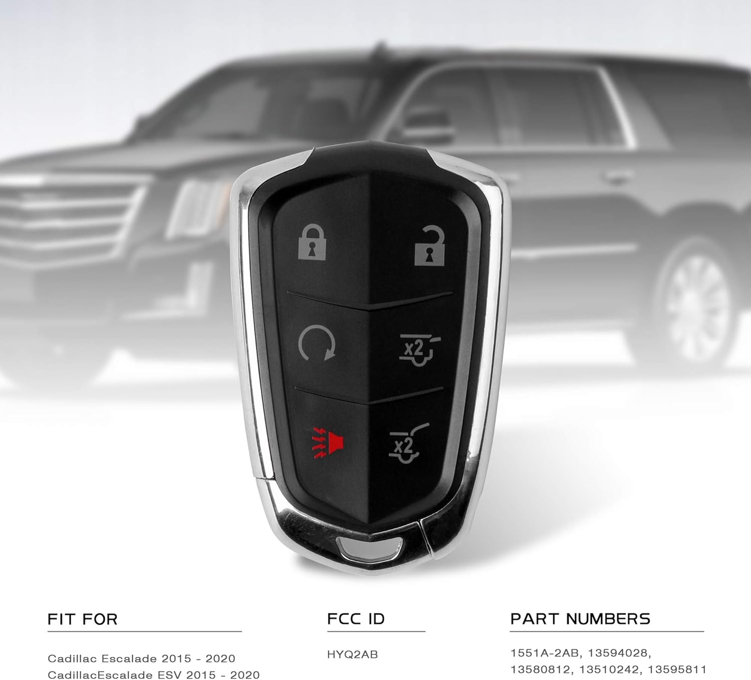 VOFONO Key Fob Keyless Entry Remote Fit for 2015 2016 2017 2018 2019 2020 Cadillac Escalade ESV FCC ID: HYQ2AB (315MHZ)
