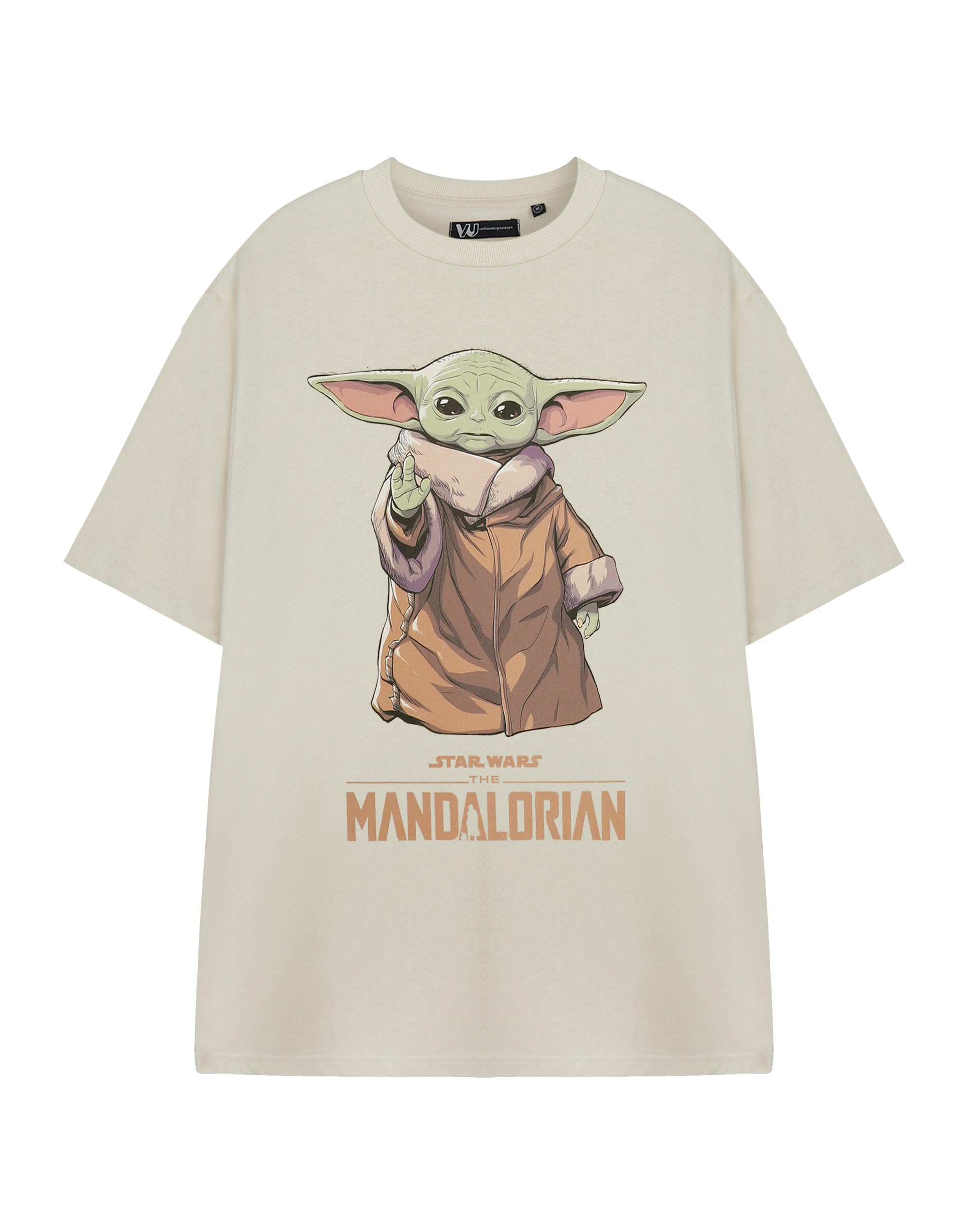 Star Wars (Medium) The Mandalorian Short Sleeved T-Shirt (Mens Beige) Cream