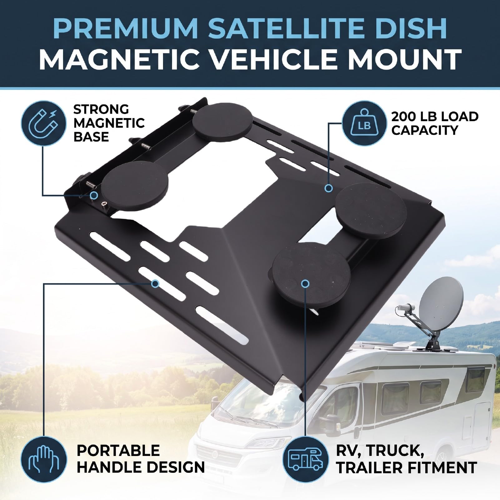 Tbest Base de Montaje para Coche por Satélite, Soporte Magnético para