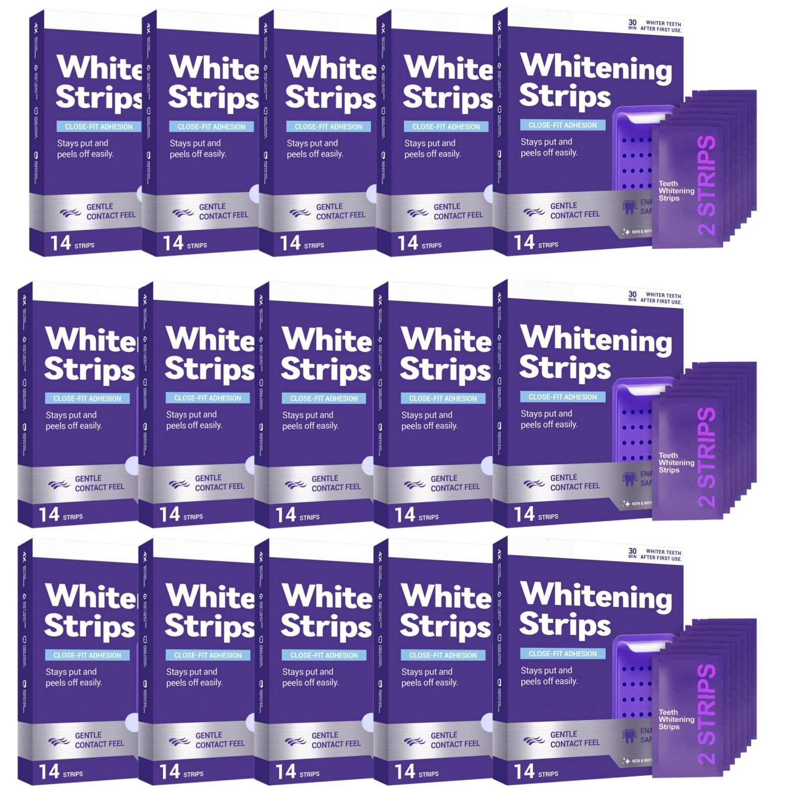Nastro sbiancante dentale viola,Teeth Whitening Strips, rimuove Macchie Caffè/Tè/Vino Sbiancamento in modo sicuro senza danni 30 minuti di effetto rapido sbiancanti denti con formula per un