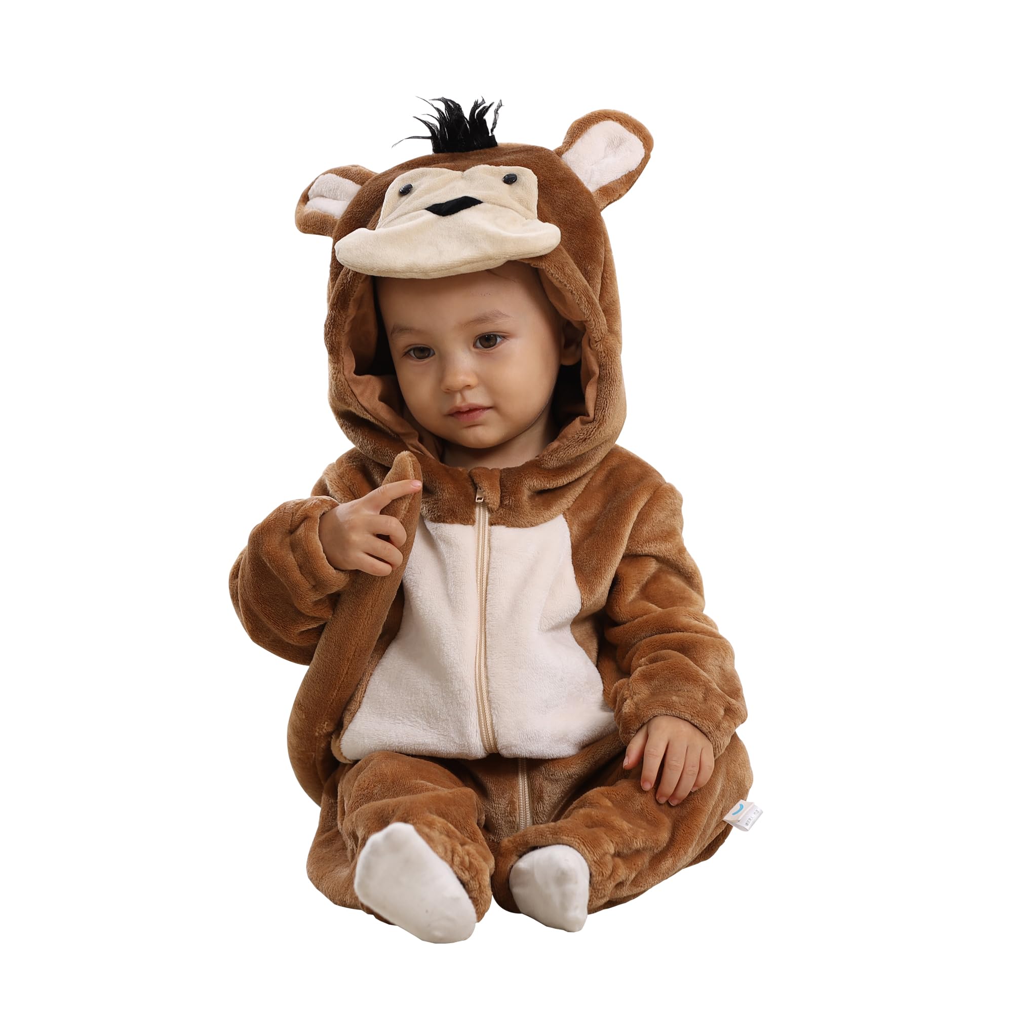 Doladola Mono de bebé con Capucha Mono de Dibujos Animados Animal Romper Pijama