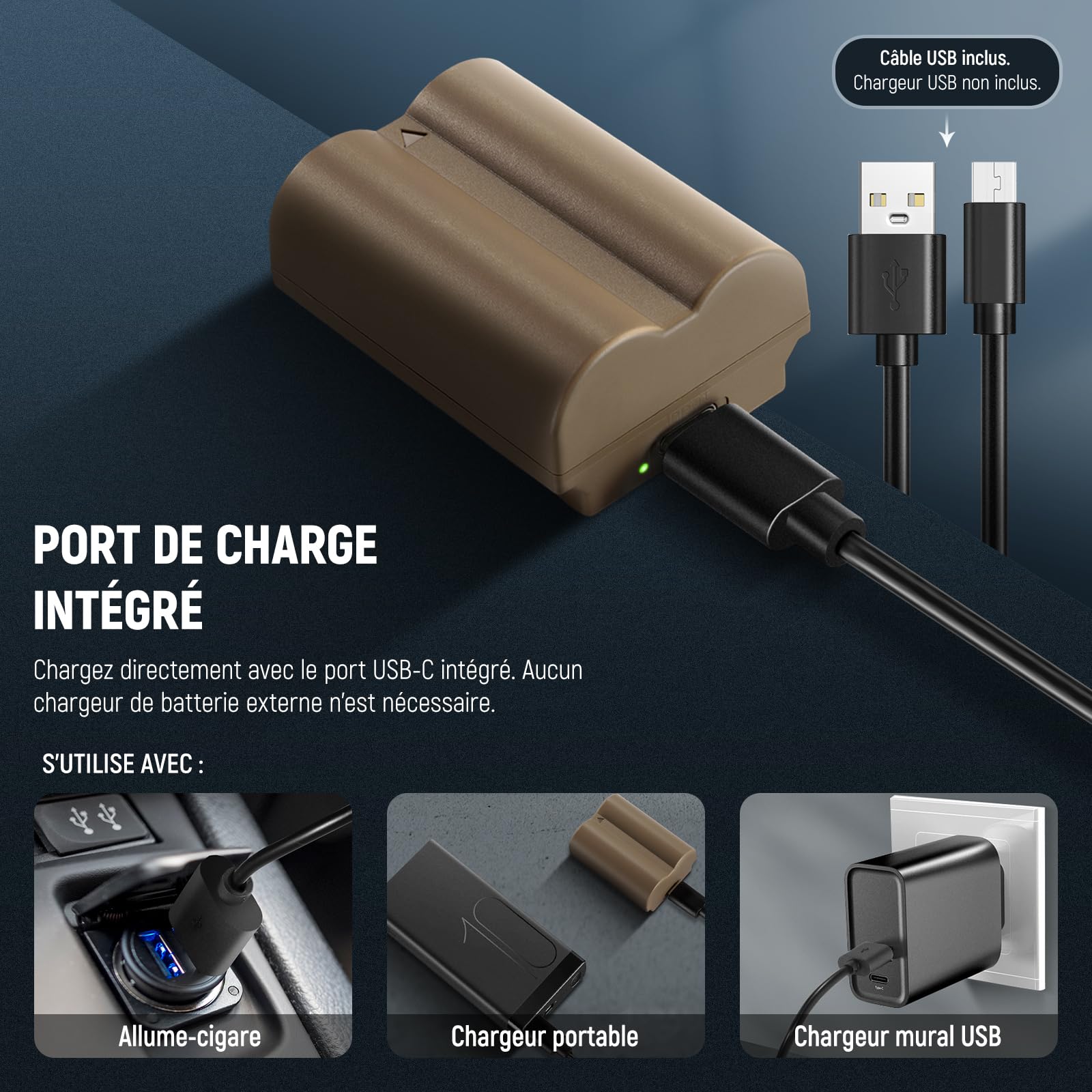 Chargeur Rapide Double 20W Pour Batteries Fujifilm NP-W235 - Compatible X-T5, X-T4, X-H2S, Etc. - Aluminium CNC - 9