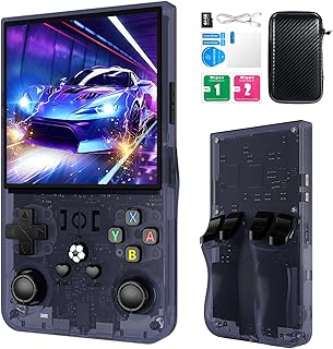 R36MAX Retro Handheld Games Console, Retro Game Console with 4.0 inch IPS HD Screen, Video Game Consoles with 64GB Memory, Portable Gaming Player for Travel, Gift for Teen or Partner, Gray
