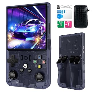 R36MAX Retro Handheld Games Console, Retro Game Console with 4.0 inch IPS HD Screen, Video Game Consoles with 64GB Memory, Portable Gaming Player for Travel, Gift for Teen or Partner, Gray - Amazon product rated Grade A