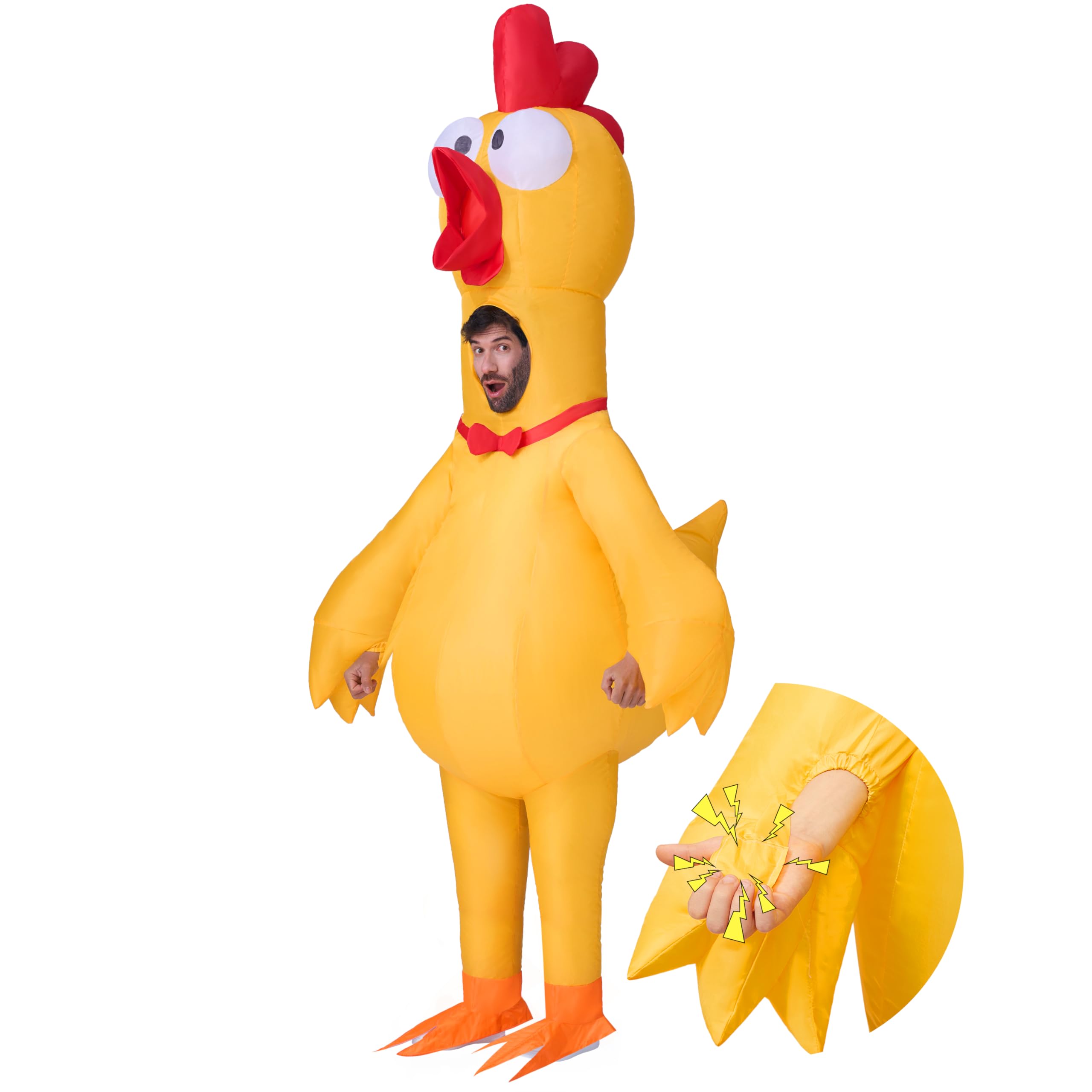 Spooktacular Creations Halloween Inflatable Chicken Costume Adults, Full Body Blow Up Rooster Suit for Halloween Parties X-Large