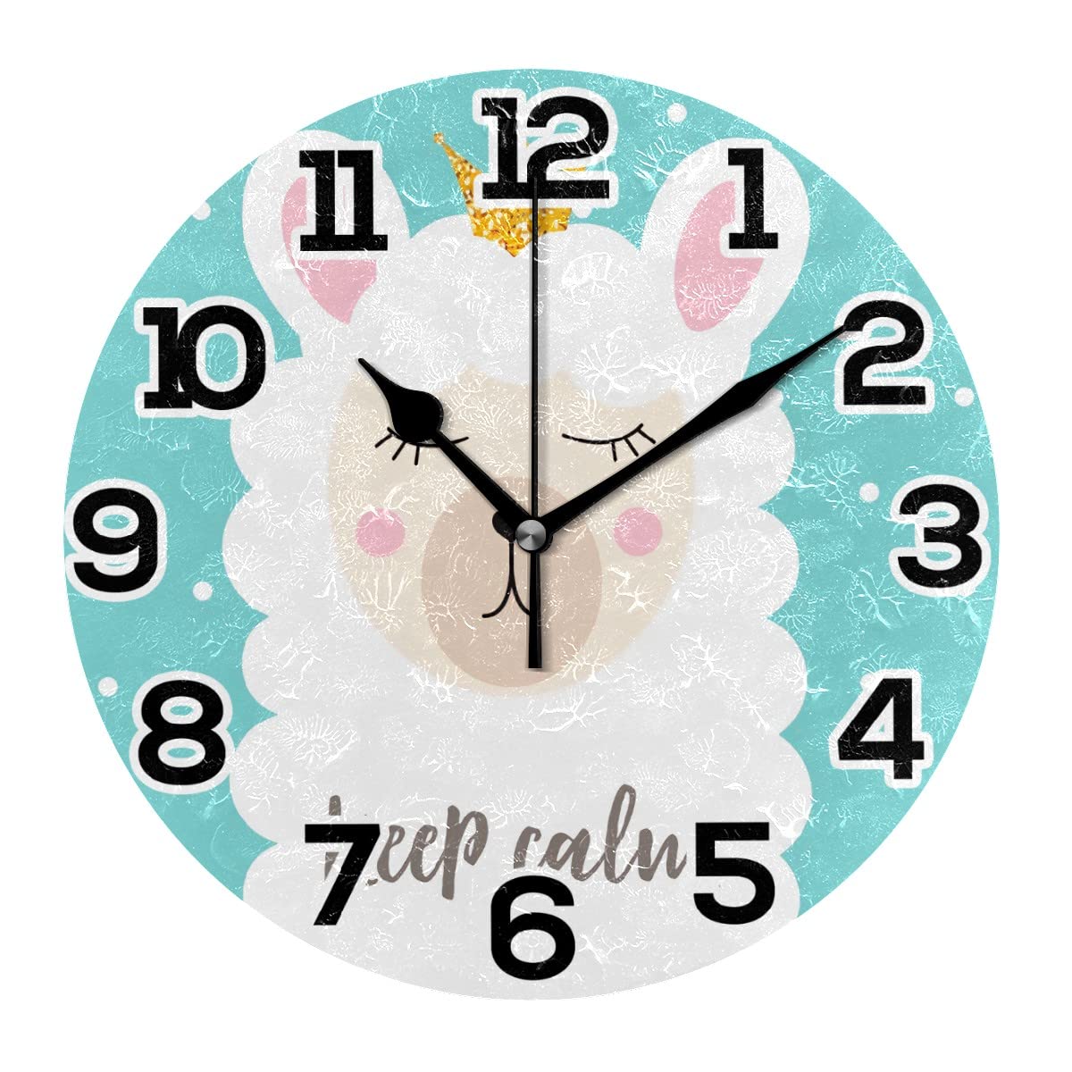 Horloge murale lama 25cm silencieuse pour deco de chambre d'enfant