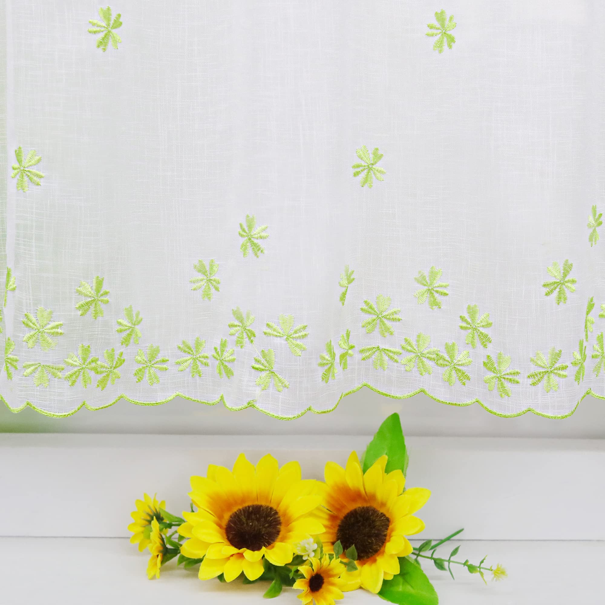 ESLIR Visillo Rústico, Cortina De Cocina, Transparente, Con