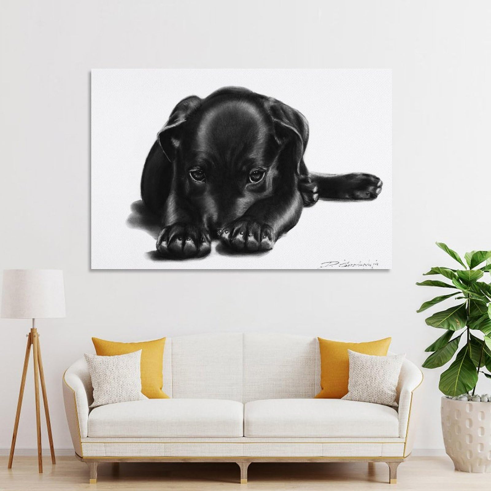 Junmoney Unframe-Style-24 Puppy Resting Decorative Canvas Print, 20X30inch(50X75cm), For Living Room, Bedroom Or Home Office, Canvas Artwork With Gifting Potential