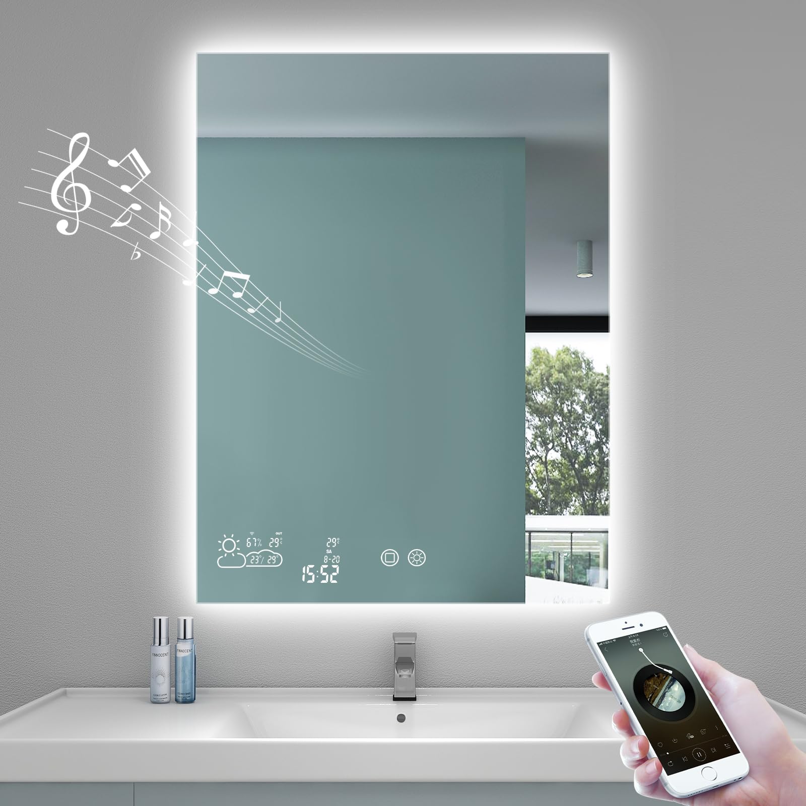 BYECOLD Bluetooth Smart Bathroom Mirror 24