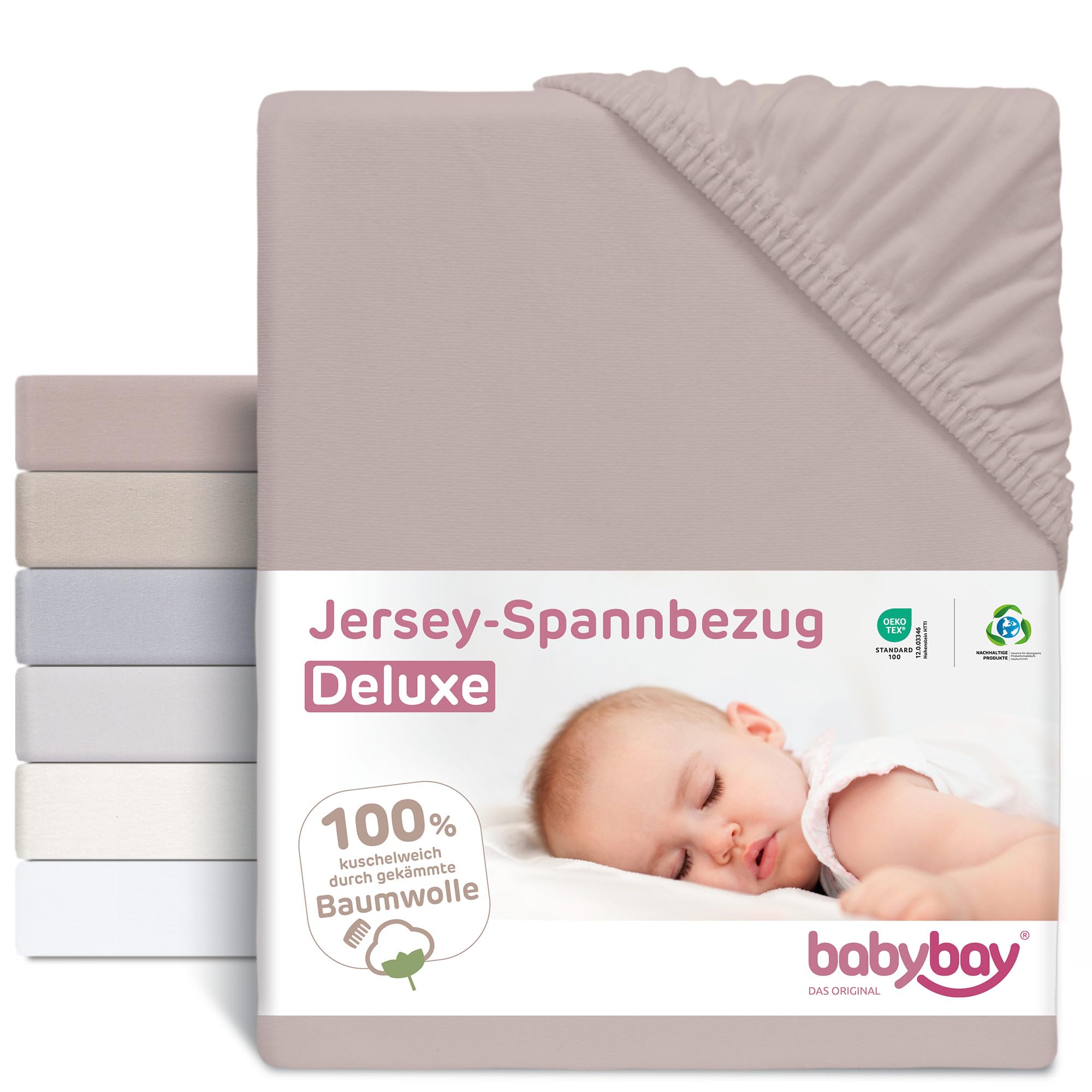 Babybay Jersey Cover for bedside sleeper Cot, Nougat