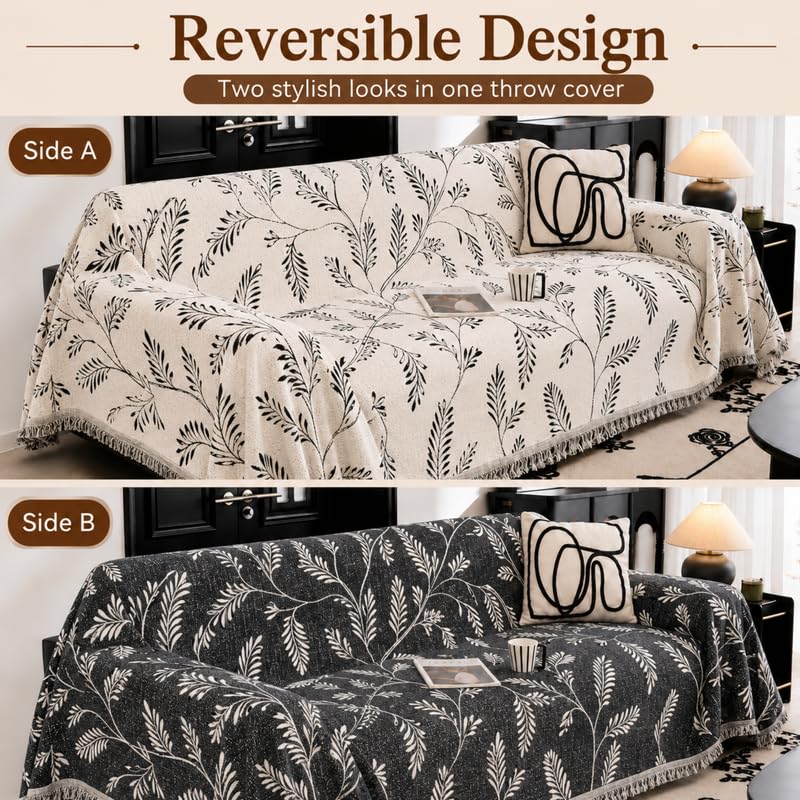 Image of Homero Sofa Cover 2 Seater Luxury Chenille Sofa Cover with Reversible Anti Slip Design, Soft Touch Sofa Seat Cover for Living Room Furniture
