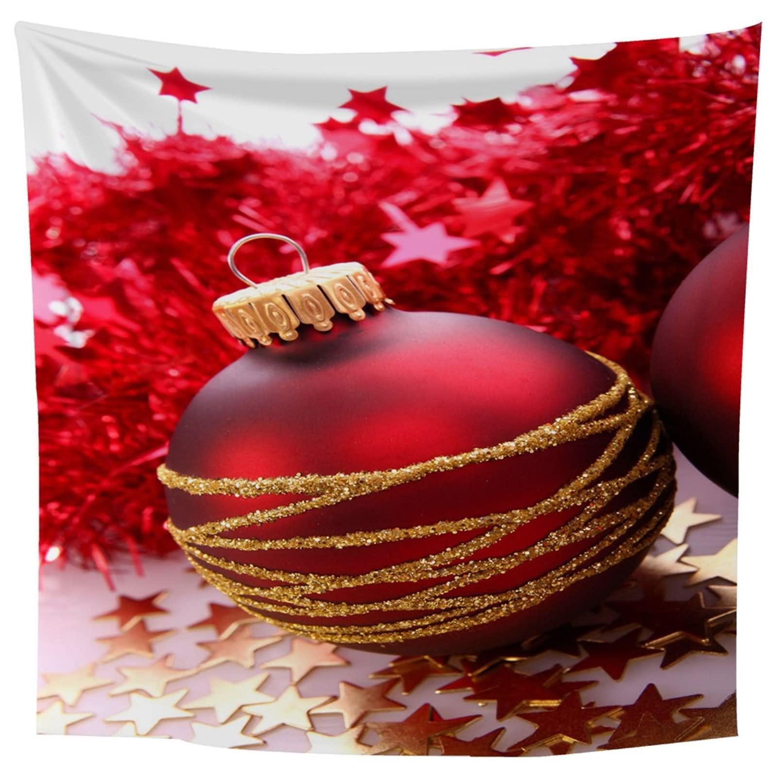 Tapiz Arbol de Navidad, Tapiz Arbol Navidad Español Decoración Navideña Bola y Estrellas Rojo Poliéster 350X256cm