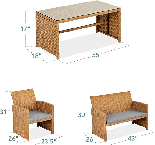 Miniatura 132 de Best Choice Products Juego de muebles de conversación de patio de mimbre al aire libre de 4 piezas para patio trasero con mesa de café, cojines de