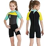 NATYFLY Kids Wetsuit, 2.5mm Neoprene Thermal Swimsuit, Shorty Wetsuit for Girls Boys and Toddler, Short Sleeve Kids Wet Suits for Swimming