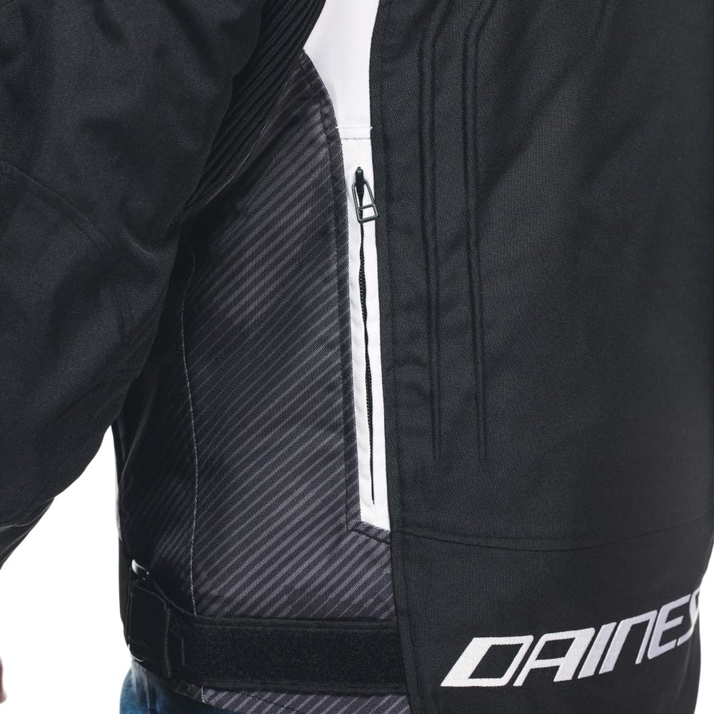 Dainese - Avro 5 Tex Jacket, Veste Moto en Tissu, avec Protections aux épaules, Noir/Blanc/Noir, 52 | Étanche