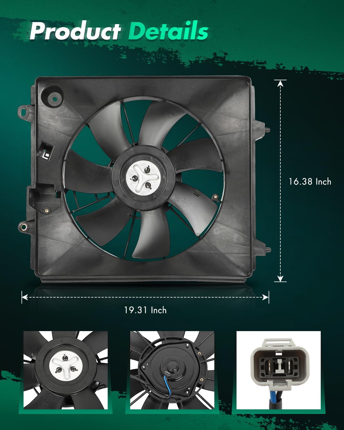 SCITOO AC Condenser Cooling Fan Assembly for 2007-2009 for Honda for CR-V 2.4L fit 610820