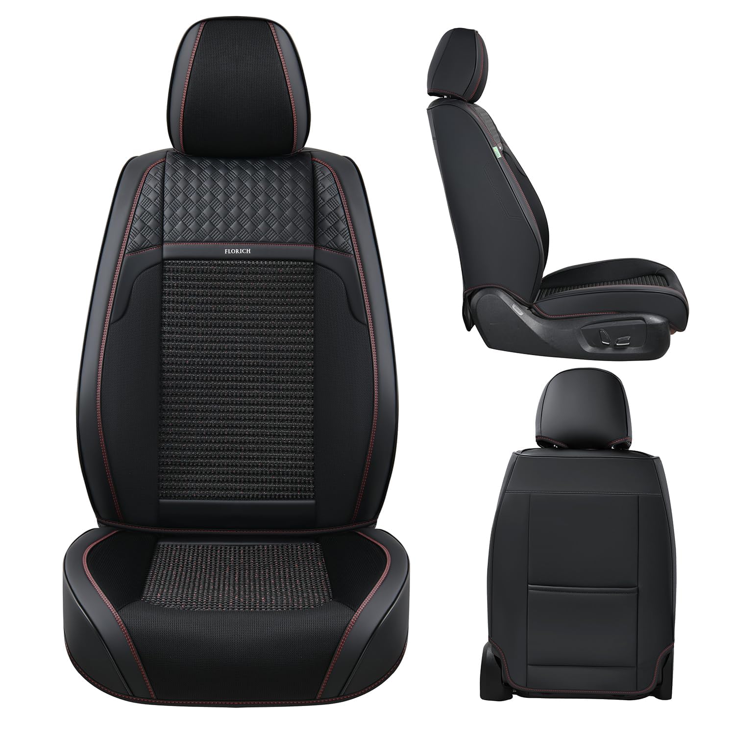 FLORICH Juegos de Funda de Asiento universales 5 plazas, Protector de cojín de Asiento para automóviles de Cuero Artificial Impermeable y Transpirable, Adecuado para la mayoría de los vehículos