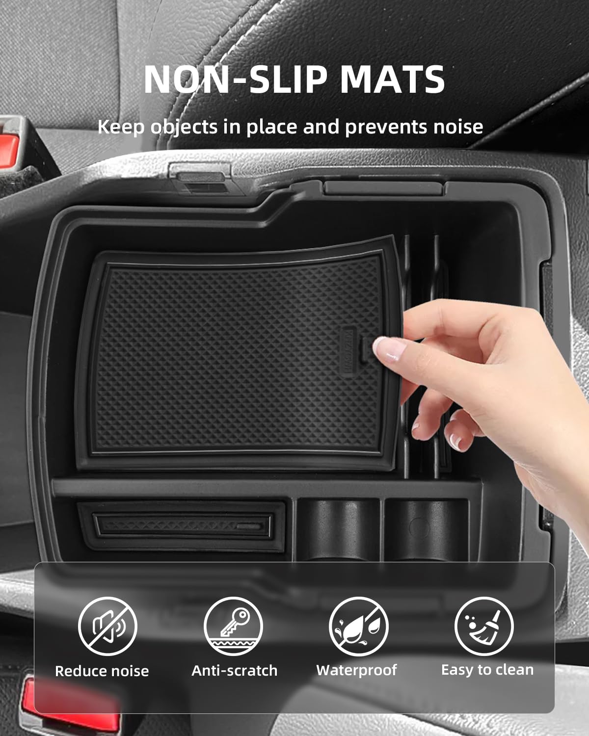 Vano Portaoggetti per BRACCI0L0 per Hyundai Kona SX2 EV Hybird 2024 2025, Bracciolo Organizer con Tappeti Antiscivolo, Bracciolo Strato Superiore Vassoio Organizzatore Accessori