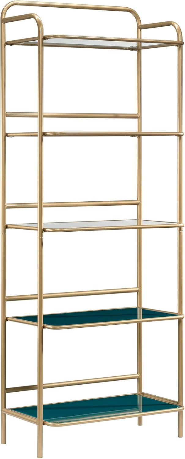 Sauder Coral Cape Bookcase, L: 24.09" x W: 13.78" x H: 62.99", Satin Gold Finish : Everything Else