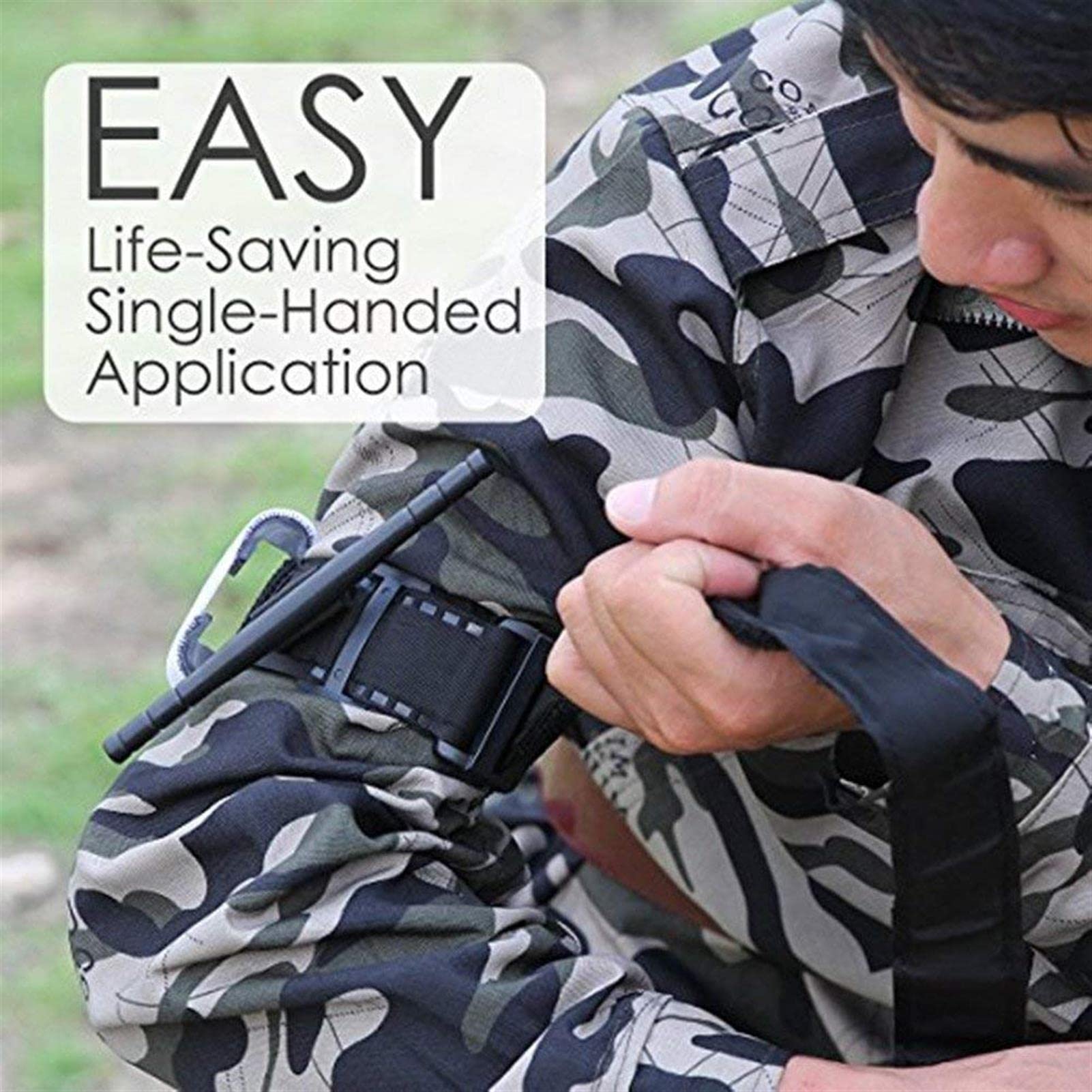 Lacci Emostatici A Una Mano,Kit di Pronto Soccorso per Emorragia di Emergenza,Combattimento Militare All'aperto Controllo Salvavita Mil-Spec Tattico