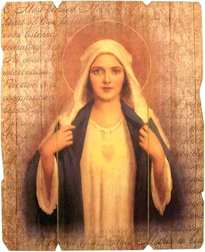 Placa de pared de madera cortada con láser, diseño de corazón de María, 9 14 pulgadas