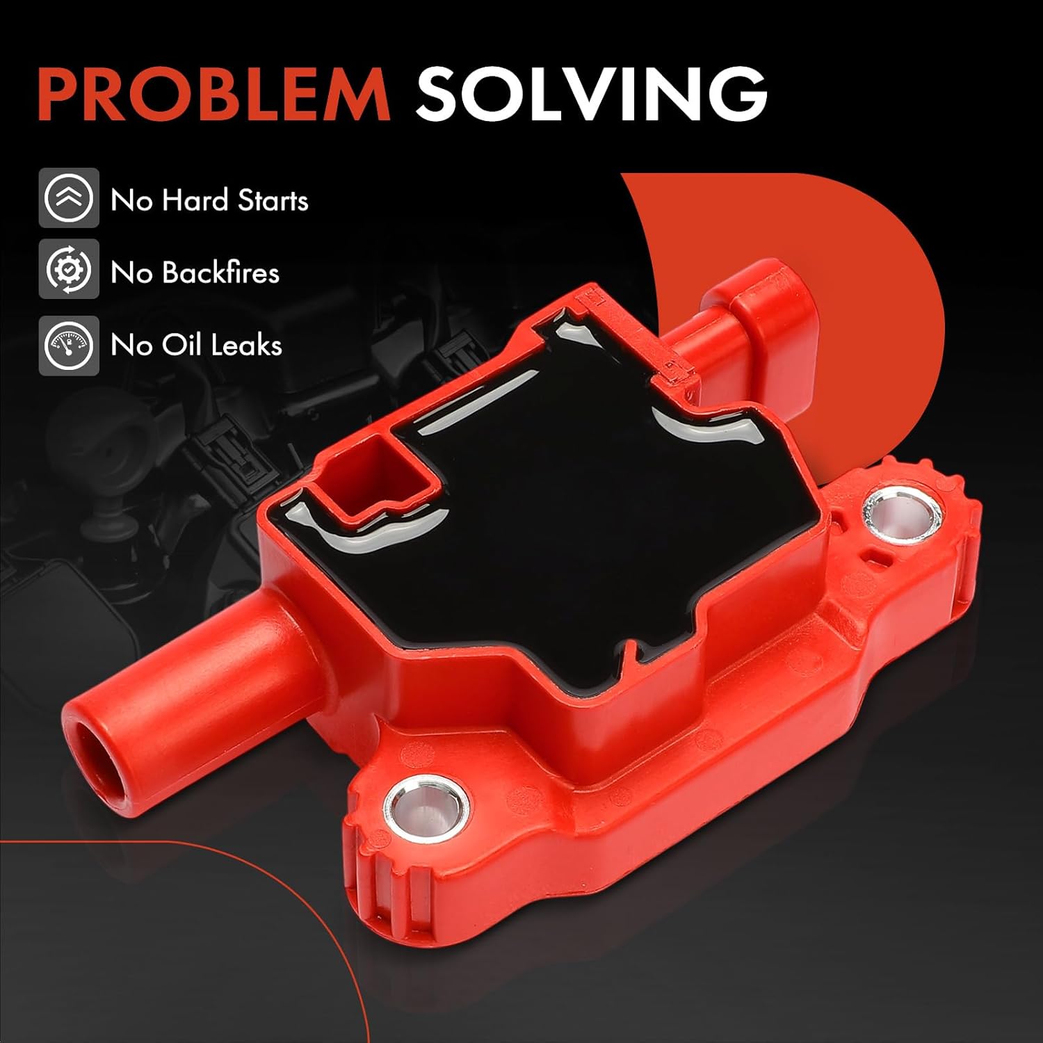 A-Premium (Red) Engine Ignition Coil Pack Compatible with Chevrolet Silverado 1500, Tahoe, Camaro, Suburban, Corvette, Express 2500, LCF 4500 & GMC Sierra 1500, Yukon & Cadillac Escalade, 8-PC Set