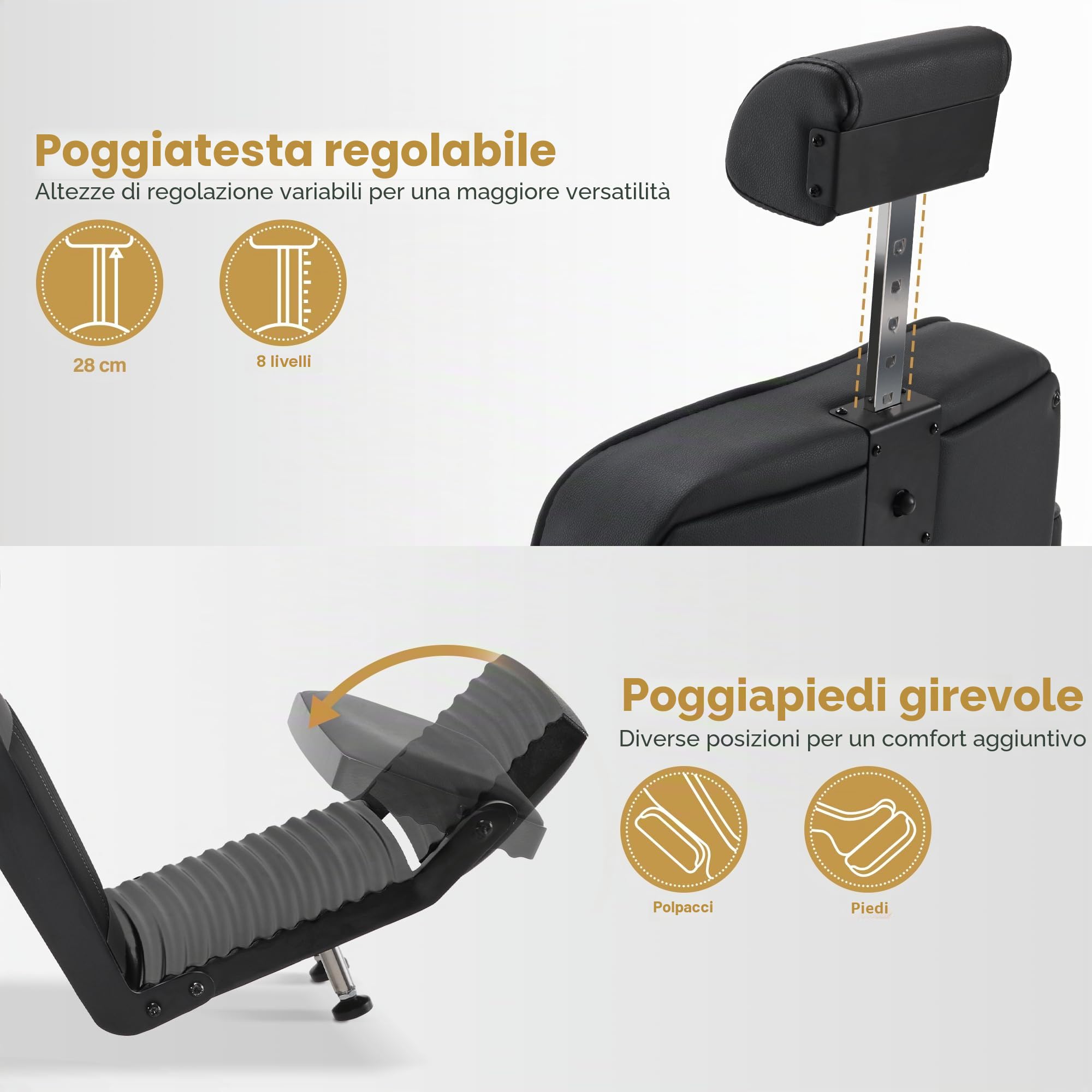 Barberpub Sedia da parrucchiere 3822 (nero)