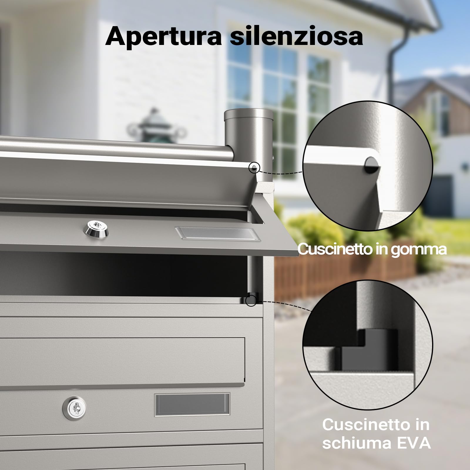 Wiltec Cassetta postale condominiale autoportante, 8 posti, acciaio inox, 945 x 270 x 1500 mm, 2 moduli
