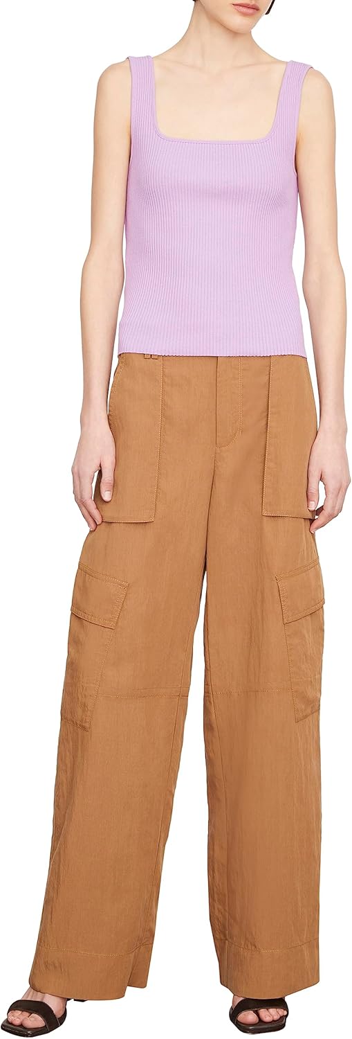 Vince Womens Ribbed Square Nk Tank