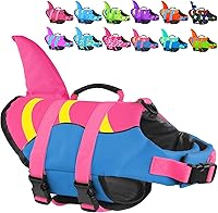 Vista 112 de Chaleco salvavidas de tiburón para perro, chaleco salvavidas ajustable para nadar con asa de rescate