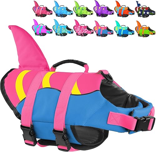 Miniatura 112 de Chaleco salvavidas de tiburón para perro, chaleco salvavidas ajustable para nadar con asa de rescate