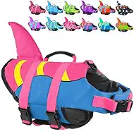 Fragralley Shark Fin Dog Life Jacket High Buoyancy, Adjustable Dog Life Vest with Quick Release Buckles & Rescue Handle for Swimming Boating, Small Medium Large Dogs
