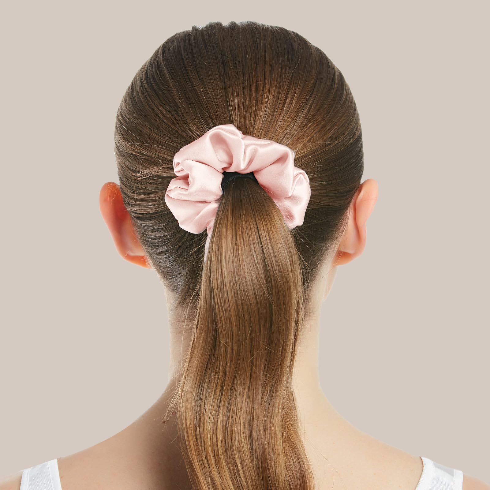LILYSILK Women's 100% Silk Hair Scrunchies Ladies Elastic Hair Tie Bobbles Ponytail Holders for All Hair Type and Conditions and Preventing Hair Frizz Breakage Loss,Adriatic Blue+Light Beige - Image 4