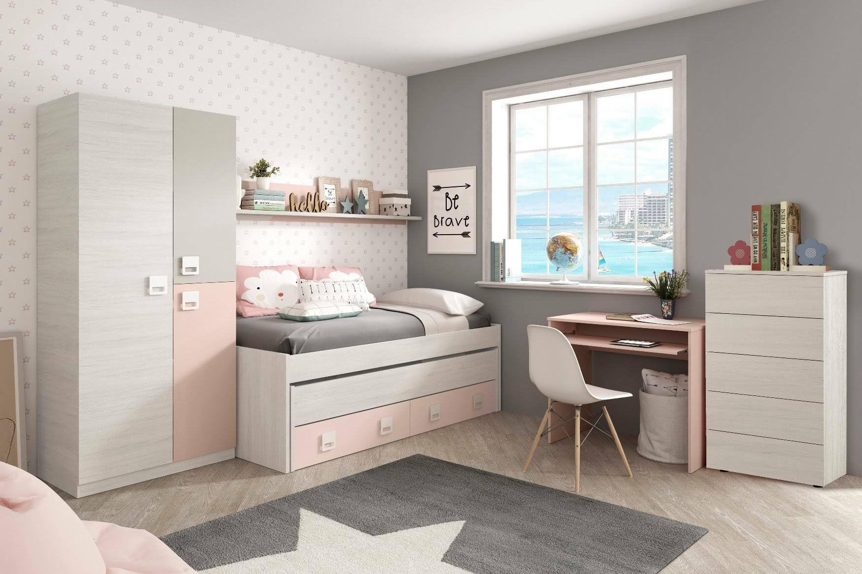 Dmora Armadio Guardaroba per cameretta, 2 Ante, Rosa-cm. 90 x 200 x 52, Unico
