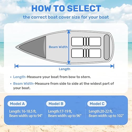 Miniatura 10 de Cubierta de lancha, impermeable de 600 denier, de 17-19 pies, resistente a los rayos UV, grado marino, apta para remolque, cubierta fuera de borda