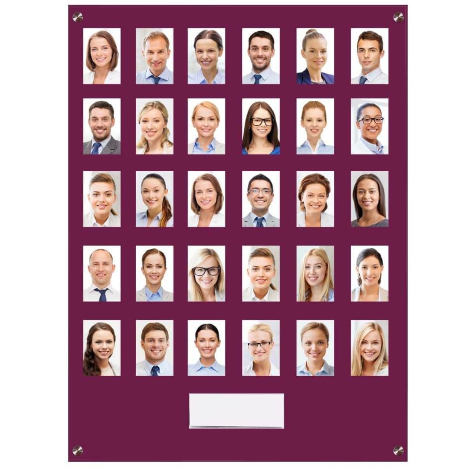 Get Acrylic Photo Frames - Maroon 30 Pocket Image Staff, Student, Employee Display Board With Pocket Header. 605mm Height x 472mm Width (60.5cm x 47.2cm)