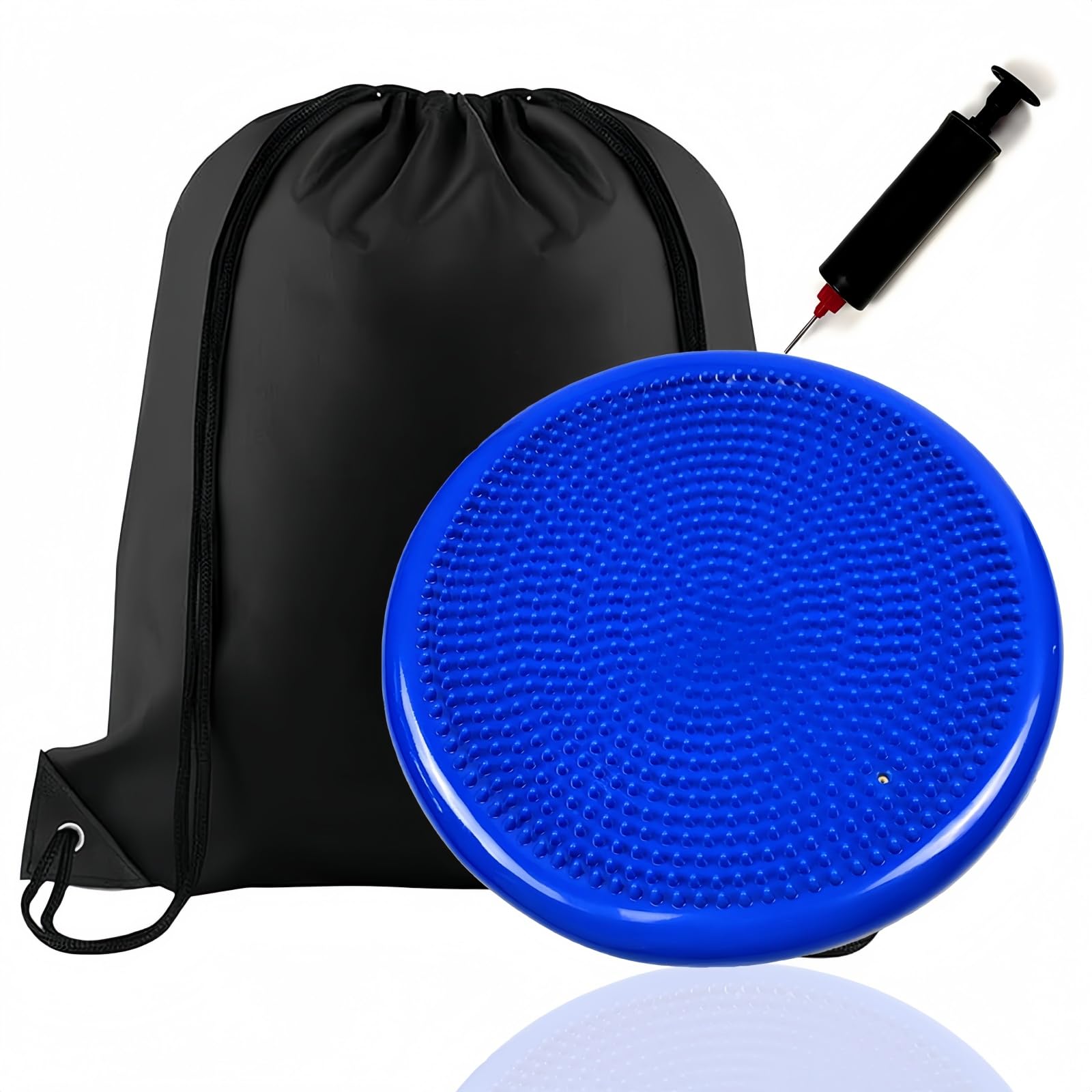 Balance Wobble Cushion for Men and Women, Air Stability Yoga Inflatable Balance Disc Massage Pad for Physio, Sitting Posture Trainer, Core Trainer,Sensory Cushion, with Pump and storage bag (Blue)