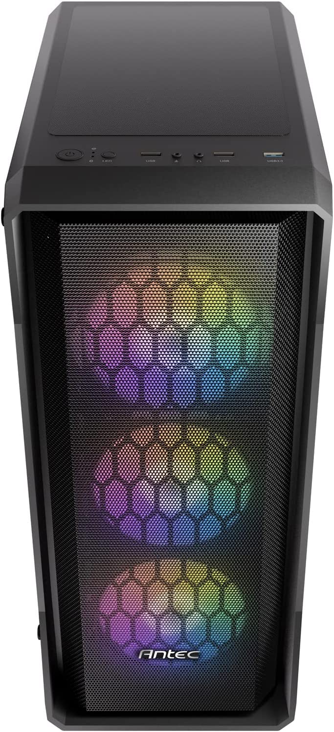 ANTEC NX Series NX360, pannello frontale in rete ad alto flusso d'aria, 4 ventole da 120 mm incluse, pannelli laterali in vetro temperato, supporto radiatore da 360 mm, case da gioco Mid-Tower ATX
