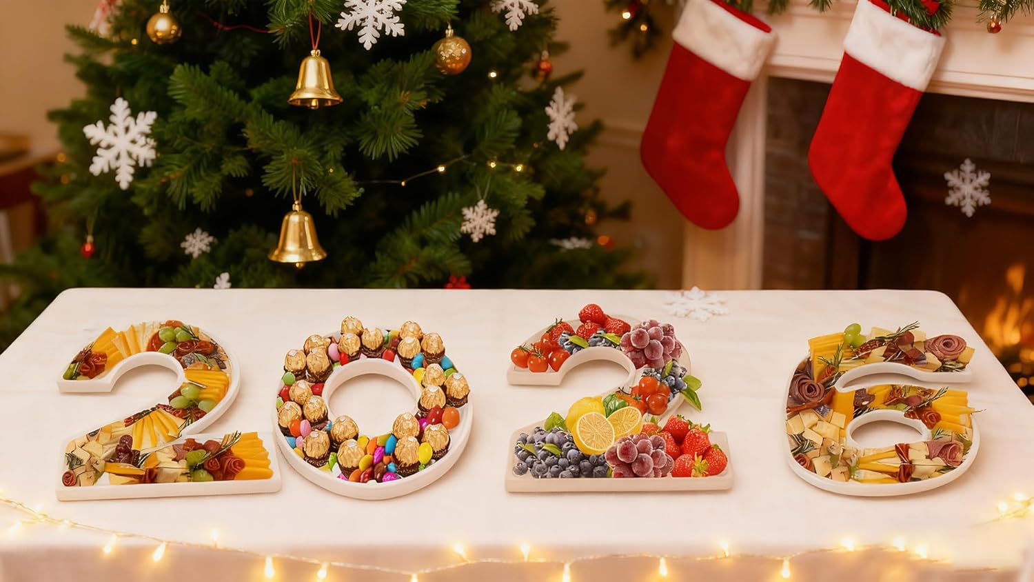 MRPAPA White Fillable Number 2026 Charcuterie Board Set, 2026 Number Serving Tray, 11.8 Inch Letter Tray, for New Year Party, Graduation Decorations