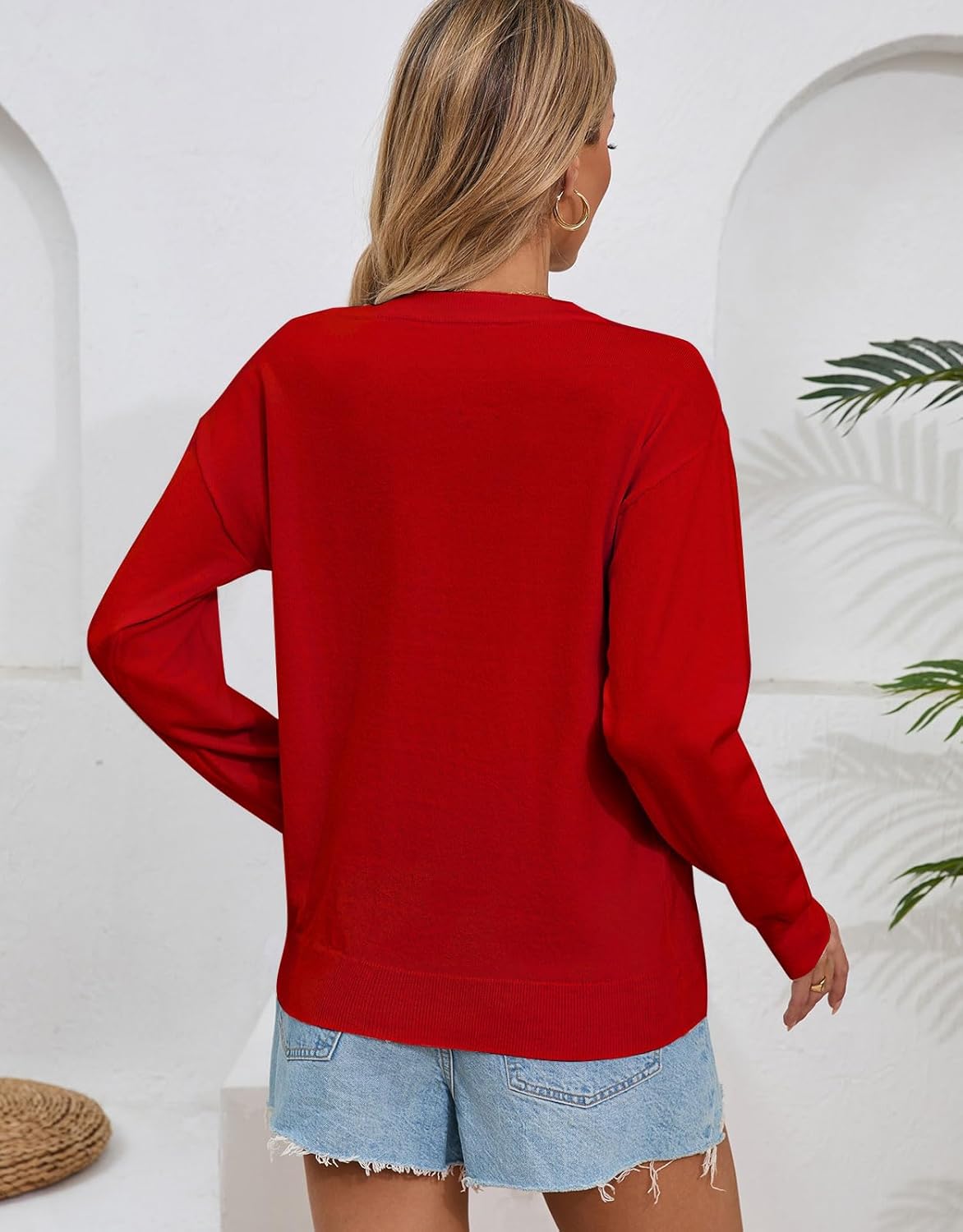 Women's Lightweight Thin Knit Sweater Long Sleeve Crew Neck American Flag Pullover Sweaters - Image 4