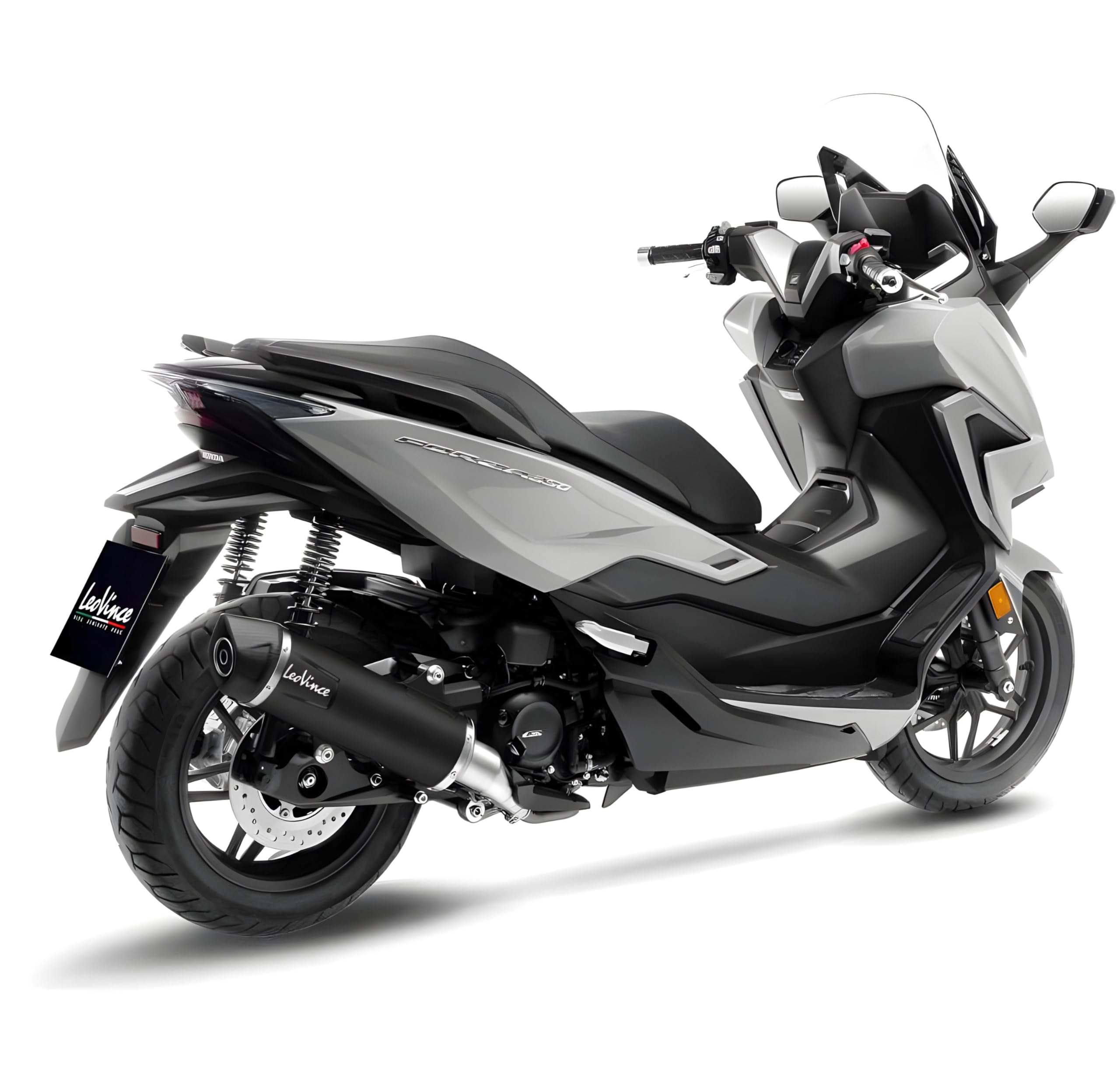 Endschalldämpfer LeoVince SLIP-ON NERO mit Katalysator & Zulassung, Edelstahl schwarz, Carbon Kappe für Honda Forza 350