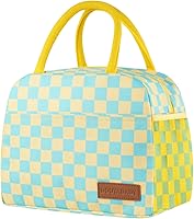 Vista 13 de Bolsa de Almuerzo para Mujer/Hombre Lonchera para Mujer/Hombre (Negro+Blanco a Cuadros)